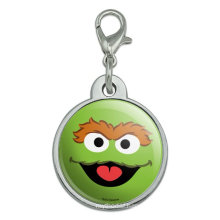 Grouch Face Chrome Plated Metal Pet ID Tag